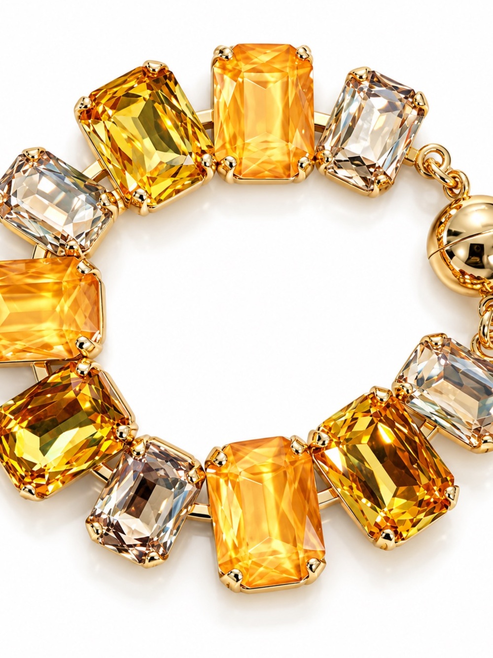 Gold-Tone Yellow Crystal Bracelet - Women Jewelry - Picture 2 of 2
